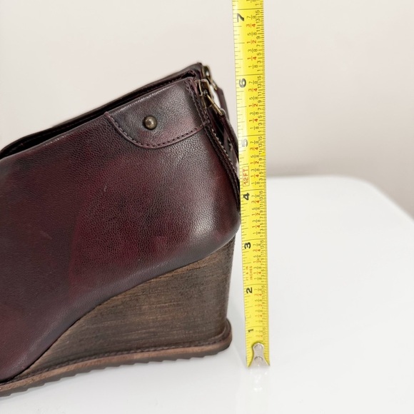 TRASK Tenley Wine Brush-Off Sheep Wedge Booties Leather 36-1273 Size 7 - Picture 10 of 13